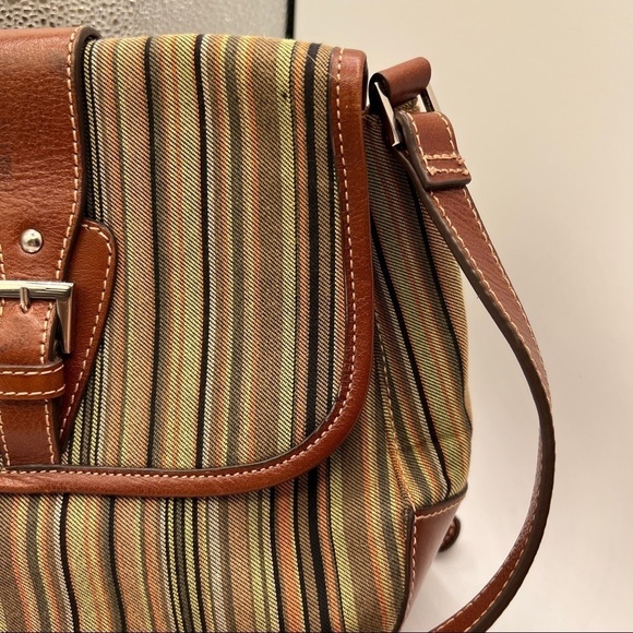 Etienne Aigner Multi Striped Canvas Foldover Shoulder Bag